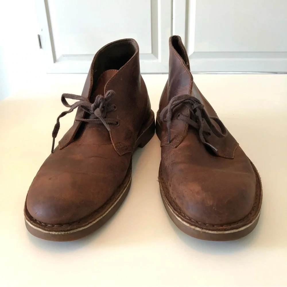 Clarks Bushacre 2 Beeswax Leather Chukka Boots Men’s 8 Brown Lace Up Ankle Shoes